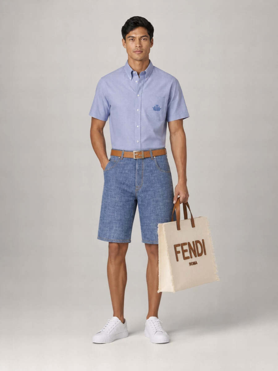 Fendi Chambray Bermuda Shorts