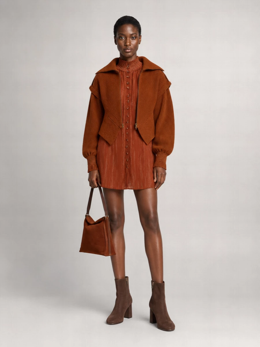 Zimmermann Wool Chunky-Knit Peplum Zip Cardigan