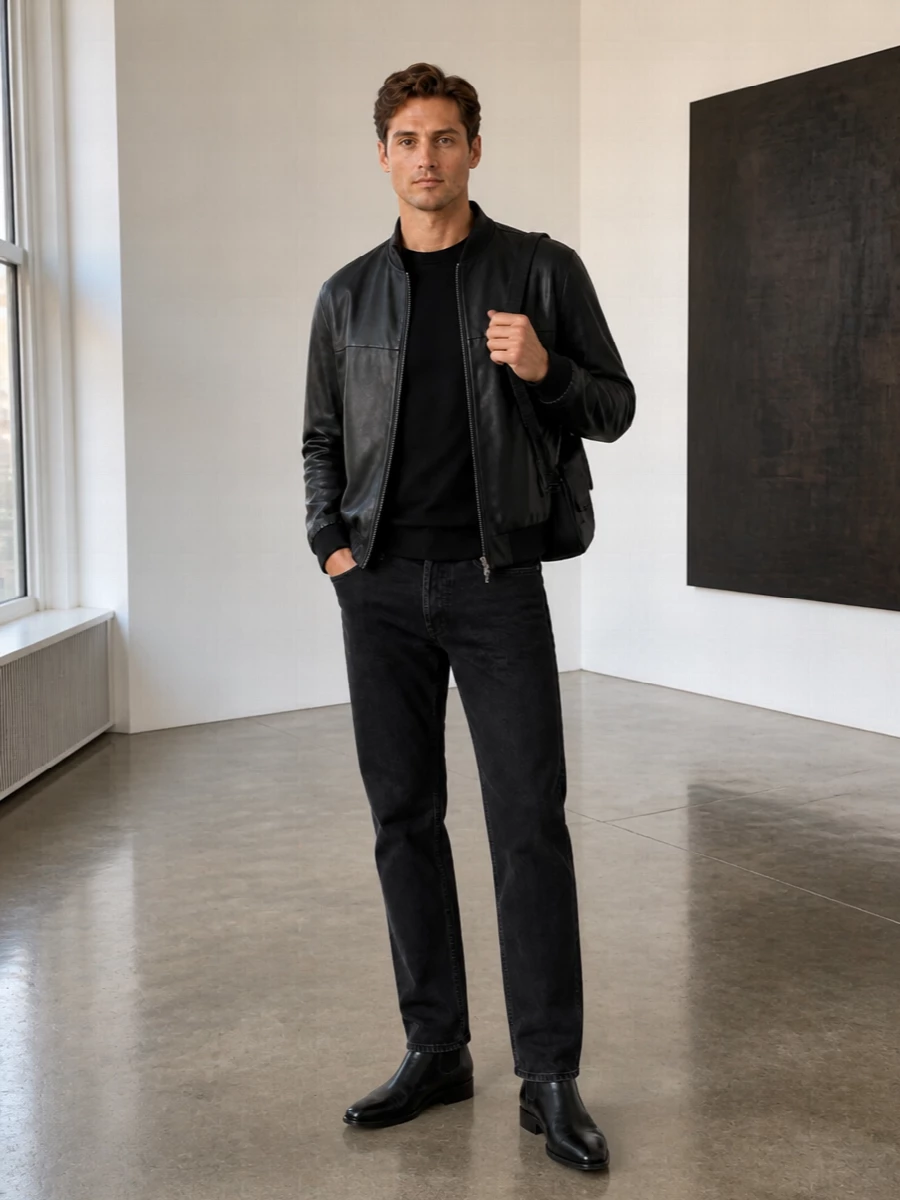 Saint laurent black bomber jeans chelsea boots