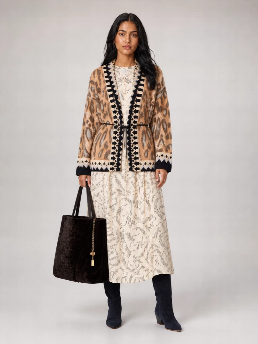 Forte Forte oversized leopard-print intarsia-knit cardigan