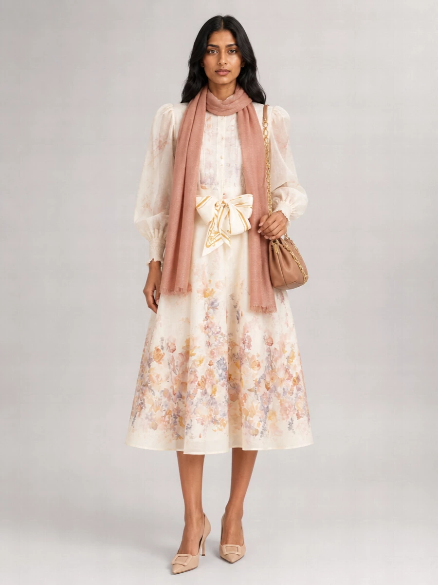 Faliero Sarti Wool Silk Sequin-Embellished Scarf