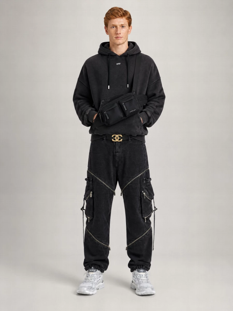 Off-White Black Denim Cargo Jeans