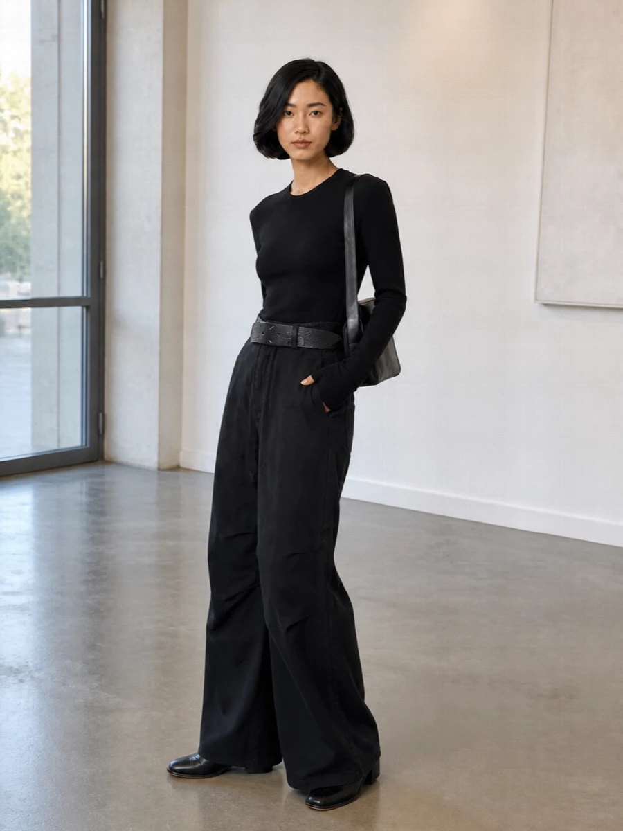 Mm6 wide leg trousers black top boots