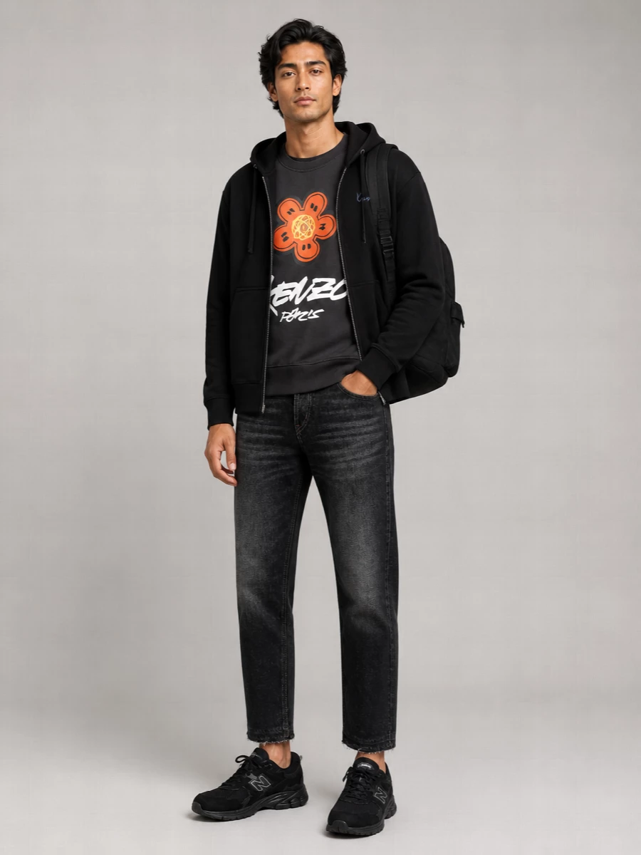 Kenzo Cotton Logo-Embroidered Zip Hoodie