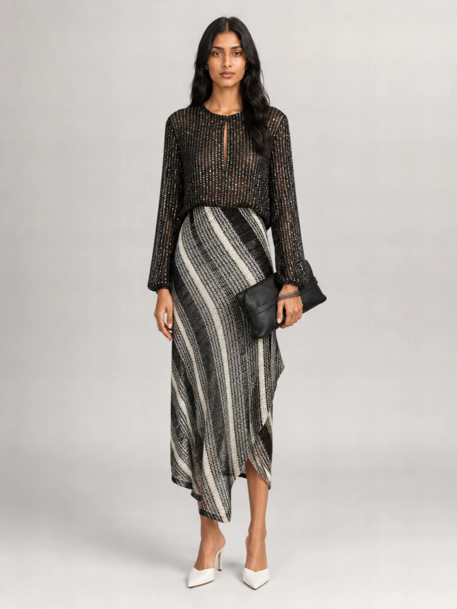 Missoni Embroidered Mesh Asymmetric Skirt