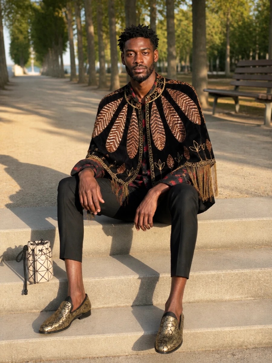 Dolce gabbana floral tailoring embellished cape outfit