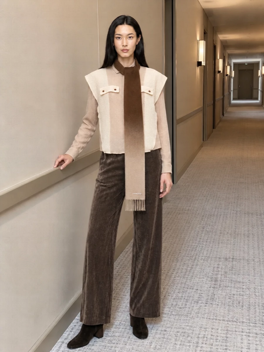 Alysi neutral shirt wide leg trousers outfit