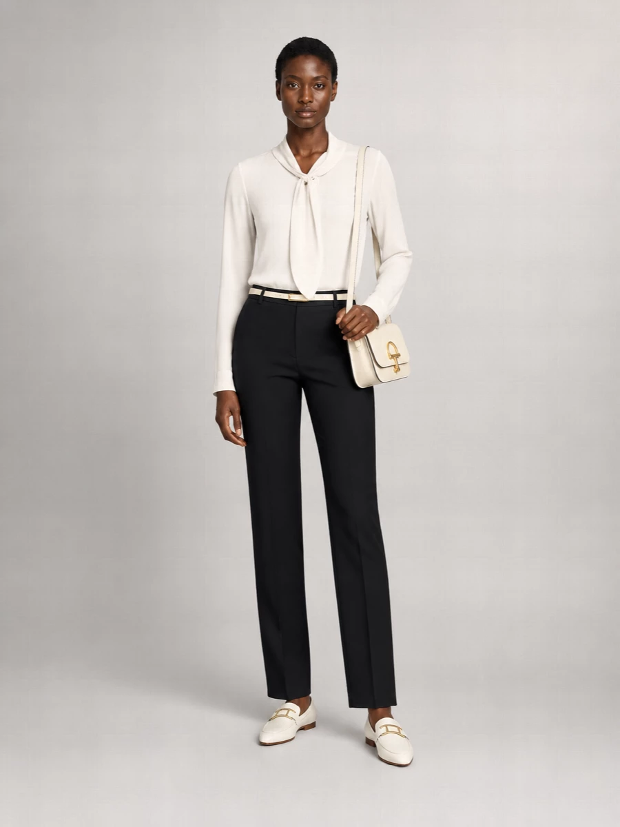 Emporio Armani Silk Pussy-Bow Long-Sleeve Blouse