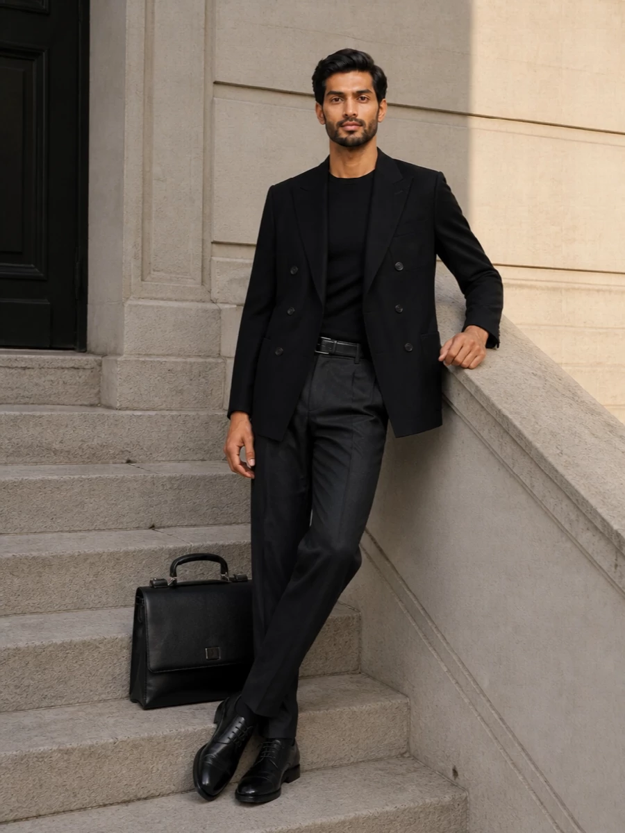Dolcegabbana charcoal trouser black blazer outfit