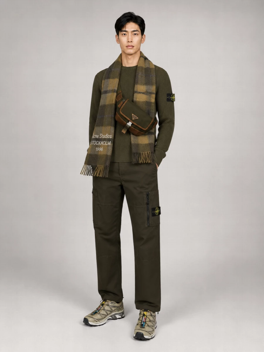 Stone Island Wide-Leg Cotton Pants