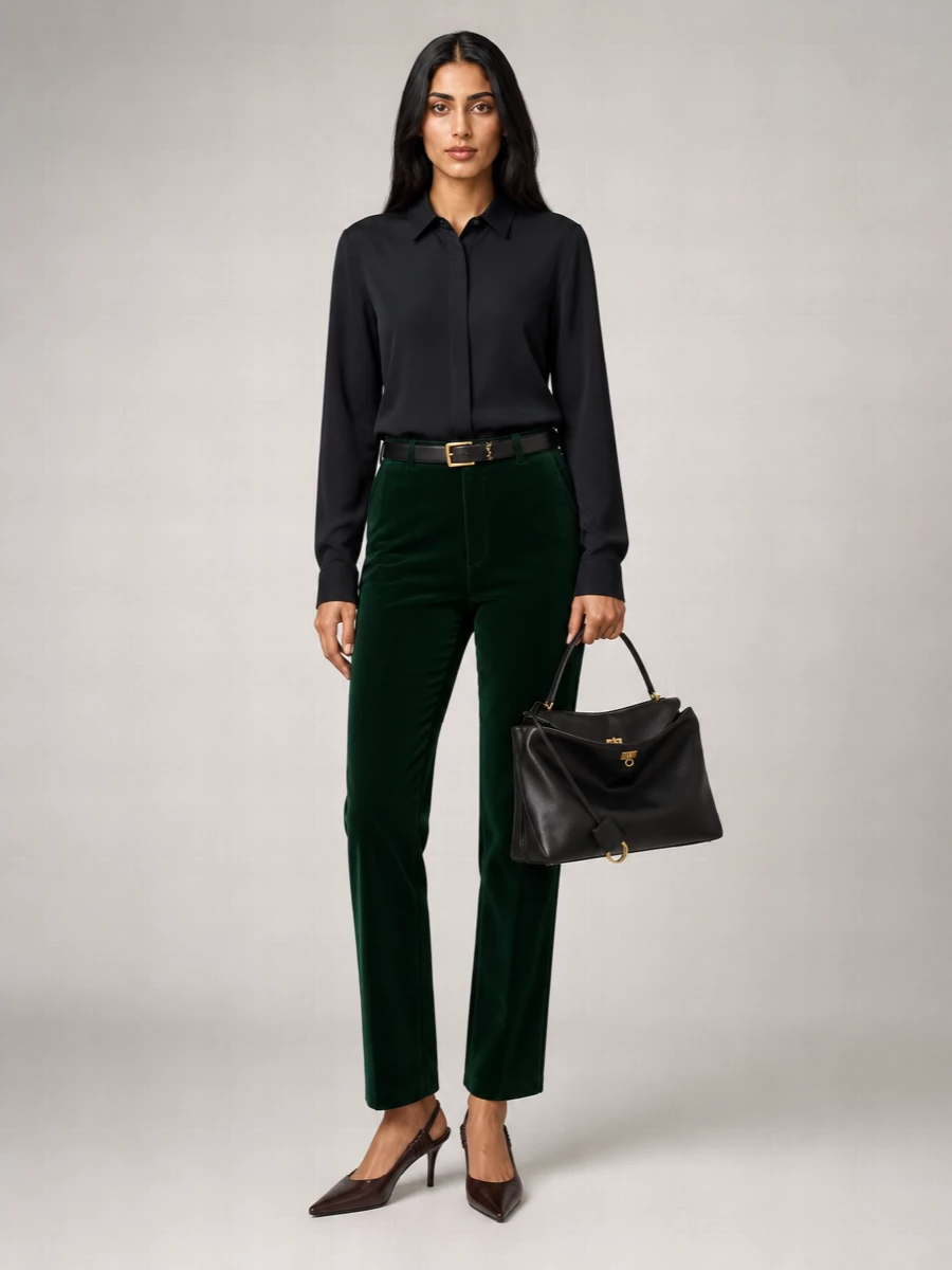 Saint Laurent Velvet Straight-Leg Trousers