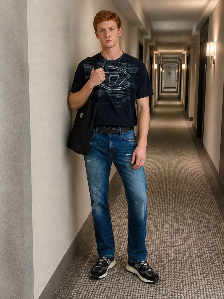 Diesel jeans graphic tee new balance trainers