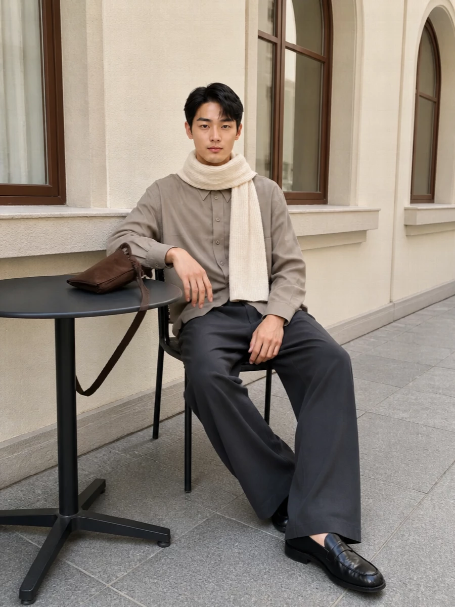 Studio nicholson shirt wide leg trouser outfit