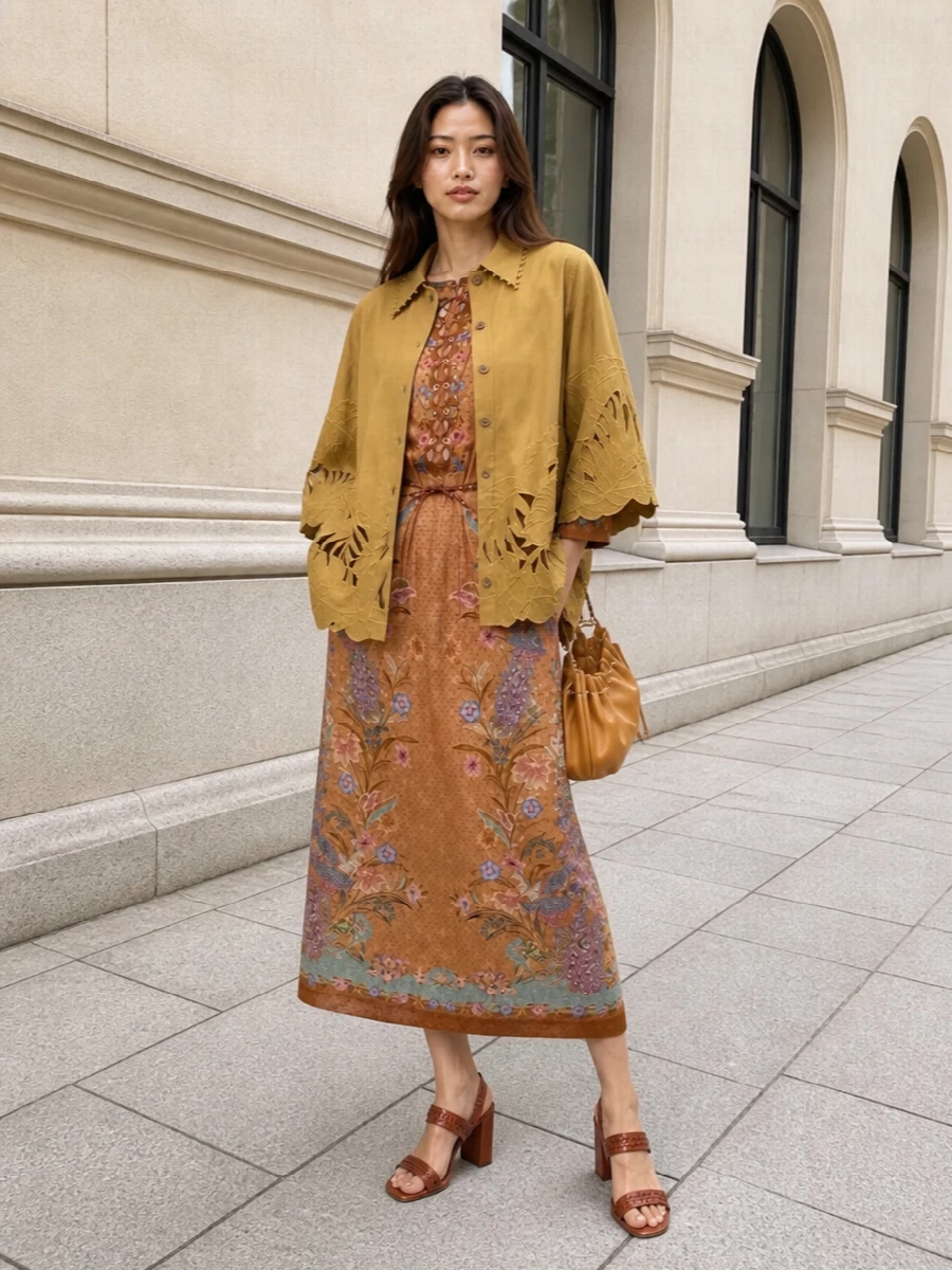 Zimmermann embroidered midi dress jacket outfit