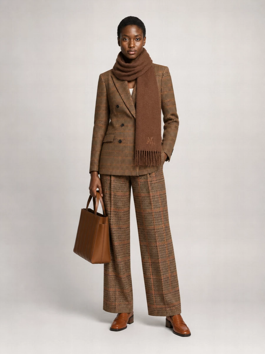 Max Mara Prince Of Wales High-Rise Wide-Leg Trousers