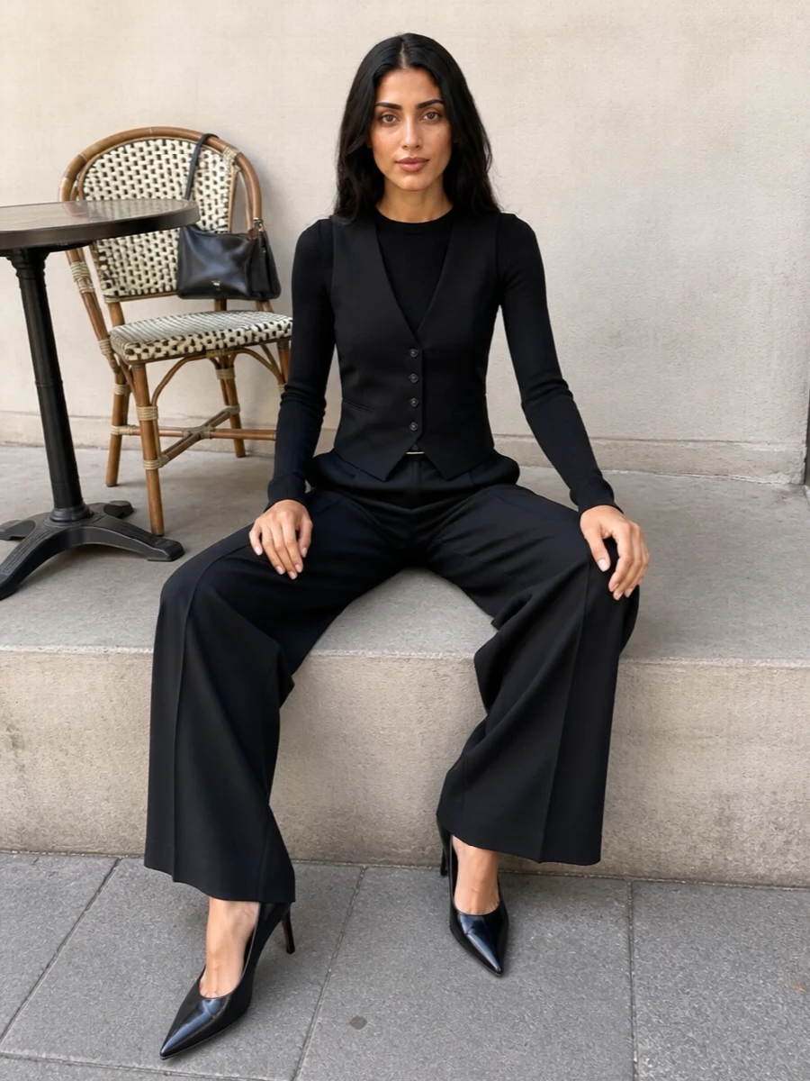 Ann demeulemeester tailored wide leg trousers outfit