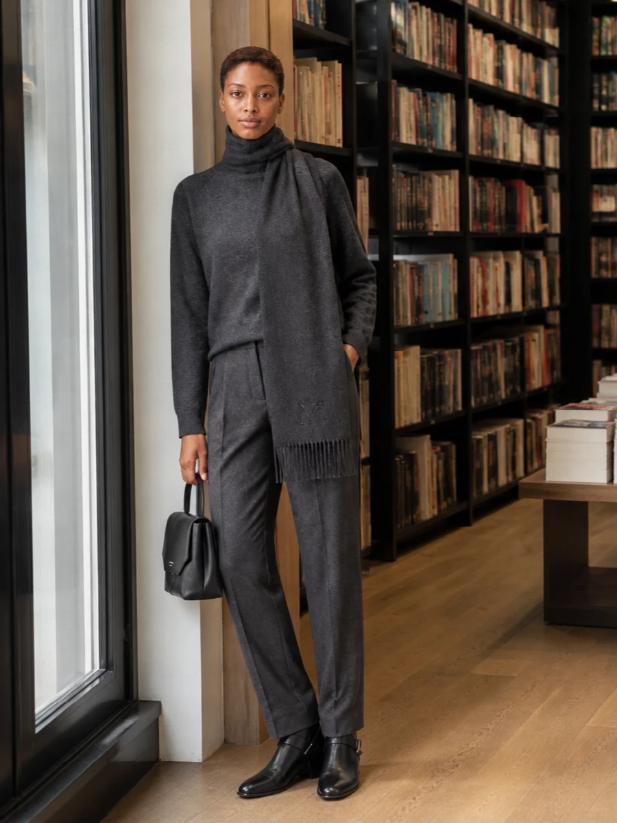 Emporio armani charcoal turtleneck tailored trousers