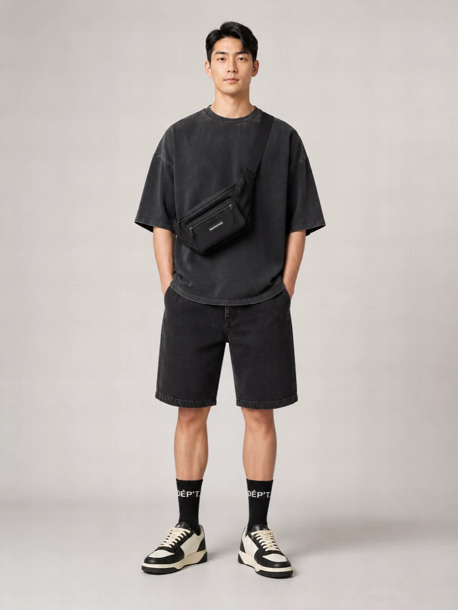 Entire Studios Denim Wide-Leg Bermuda Shorts