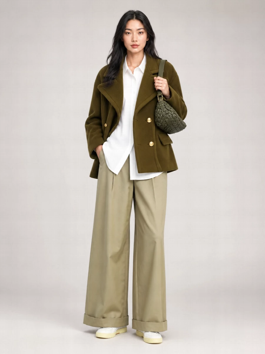 Palm Angels Double-Breasted Wool Coat