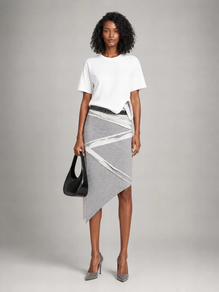 The Attico Asymmetric Cotton Maxi Skirt