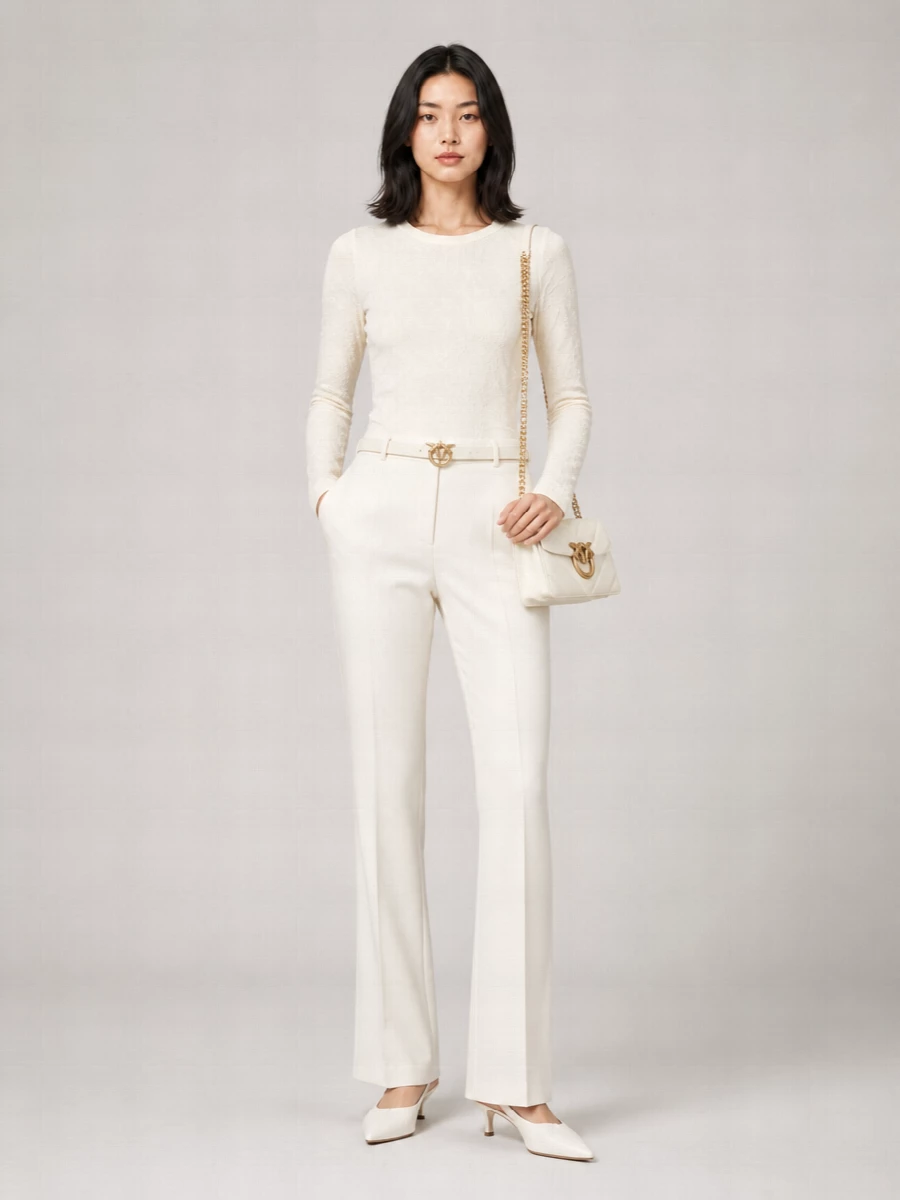 Pinko Wool Long-Sleeve Crewneck Knitted Top