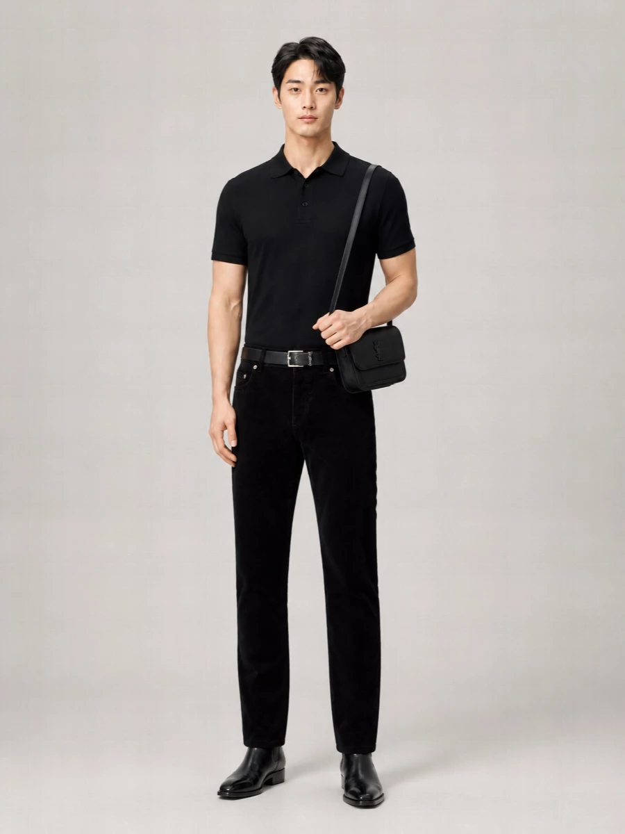 Saint Laurent Logo Embroidery Cotton Polo Shirt