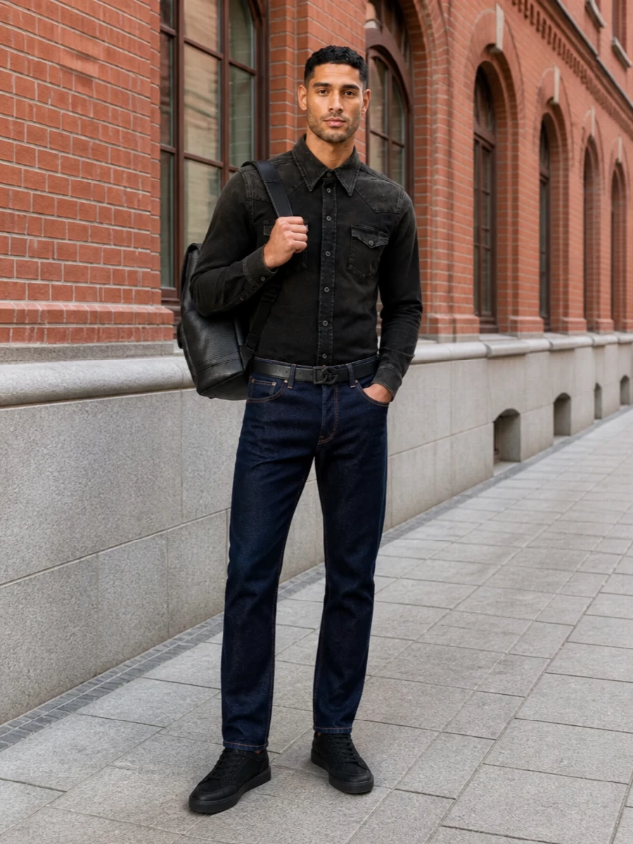 Dolce gabbana indigo jeans black western shirt