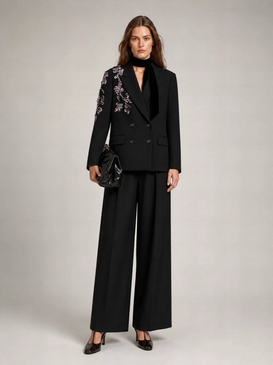 Dries Van Noten wool regular-fit embellished double-breasted blazer