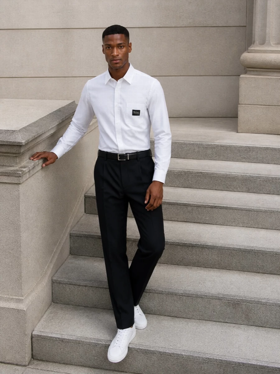 Dolce gabbana white shirt black tailored trousers