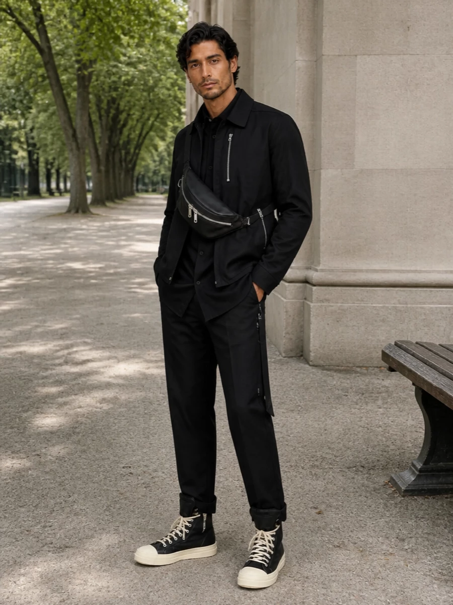 Rick owens drkshdw black jacket cargos high tops