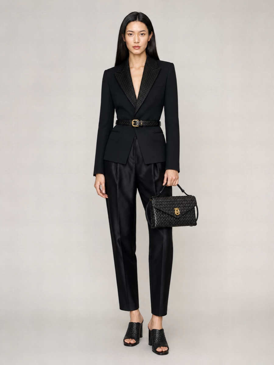 Bottega Veneta Wool Double-Breasted Tuxedo Blazer