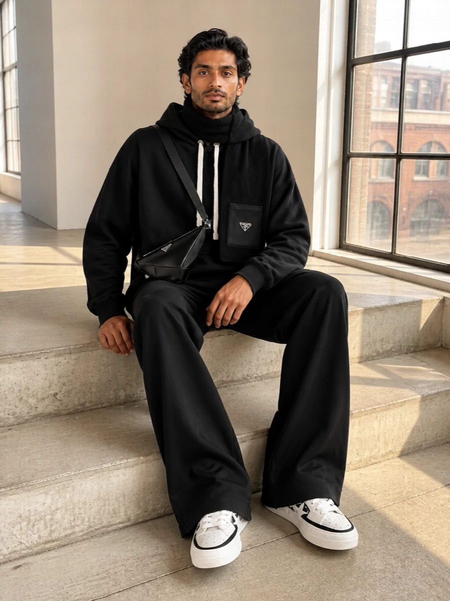 Palm angels hoodie wide leg pants amiri sneakers