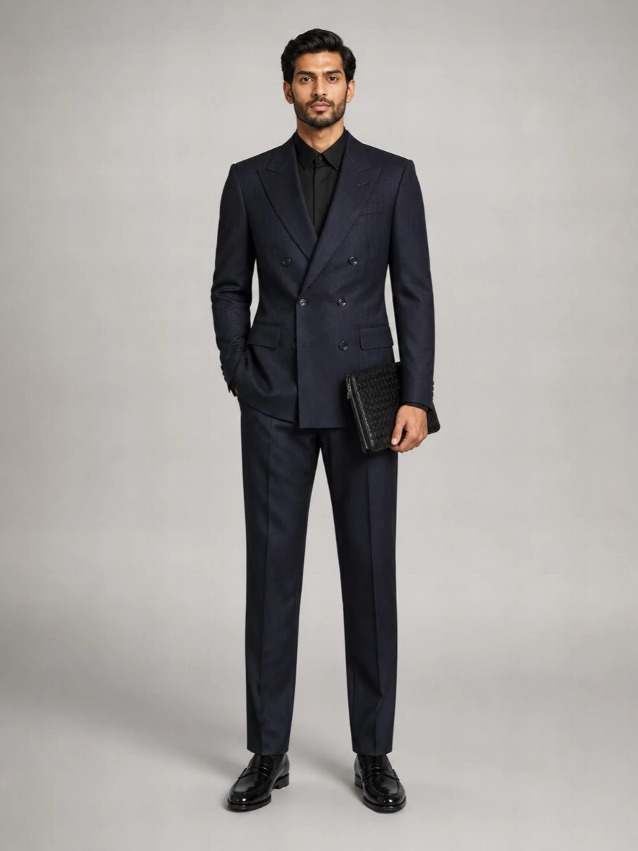 Tom Ford Wool Satin Stripe Double Breasted Jacket