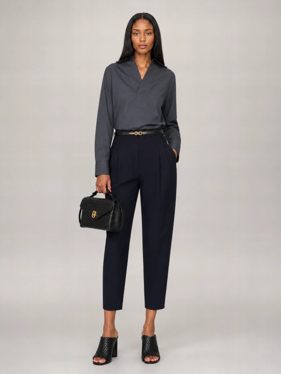 Bottega Veneta Wool Tuxedo Tapered Tailored Trousers