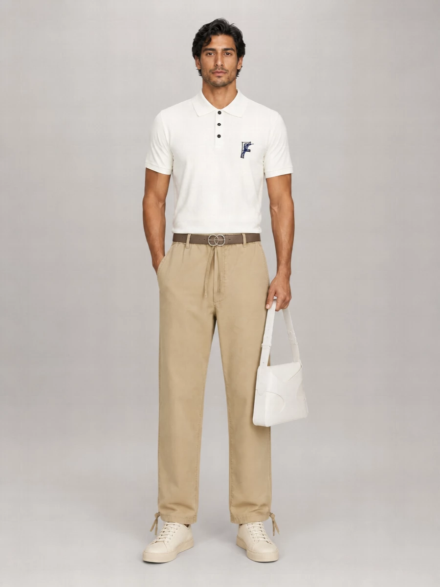 Ferragamo Beige Loose-Fit Trousers