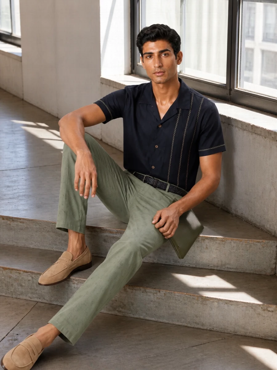 Paul smith sage chinos navy shirt tods loafers
