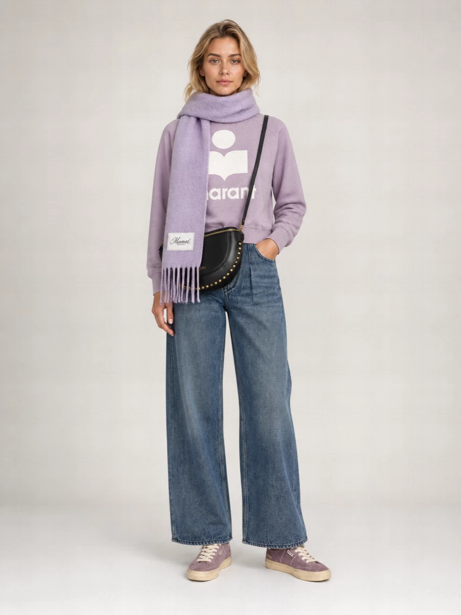 Isabel Marant Etoile Logo Print Cotton Blend Crewneck Sweatshirt