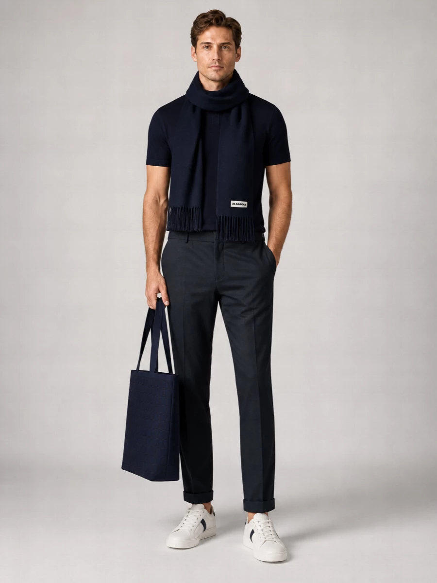 Boss Wool Polo Shirt Detail Button