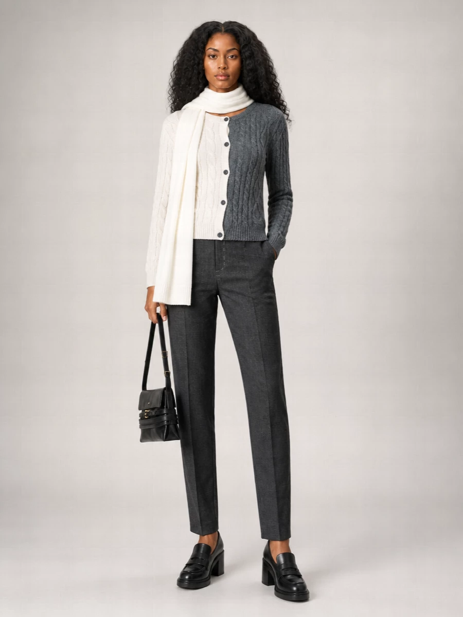 Moschino Wool Alpaca Cable Knit Reversible Cardigan