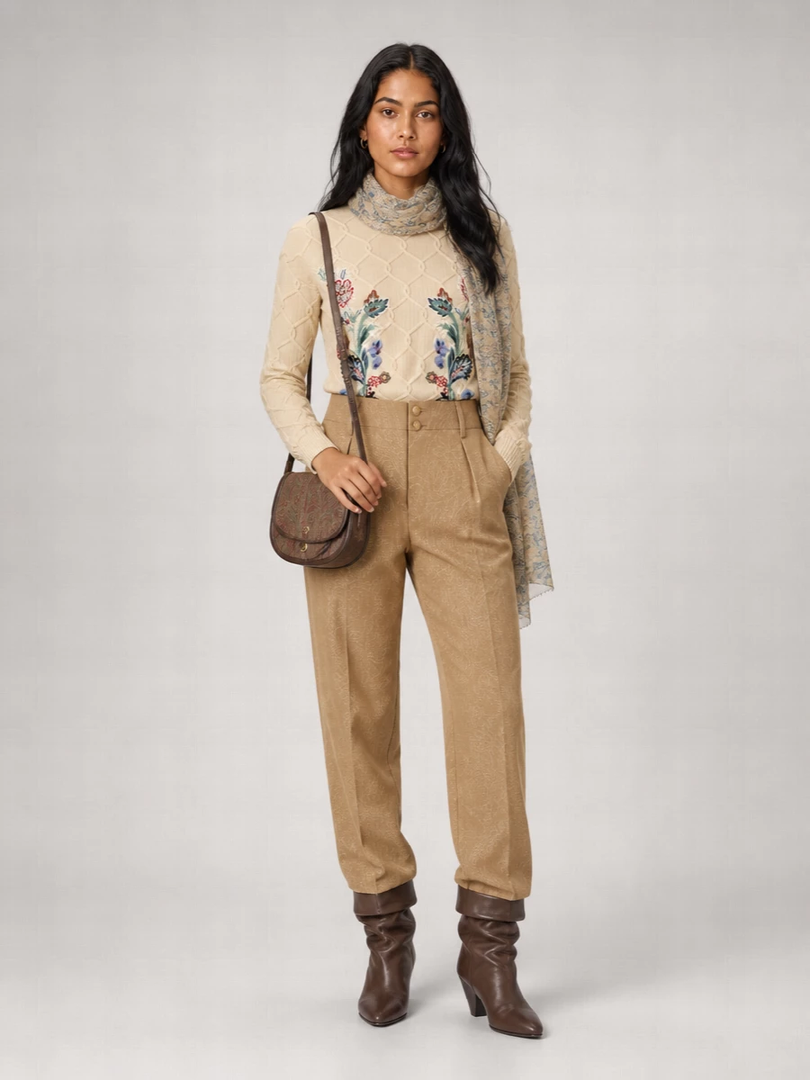 Etro Wool Cashmere Floral Embroidered Jumper