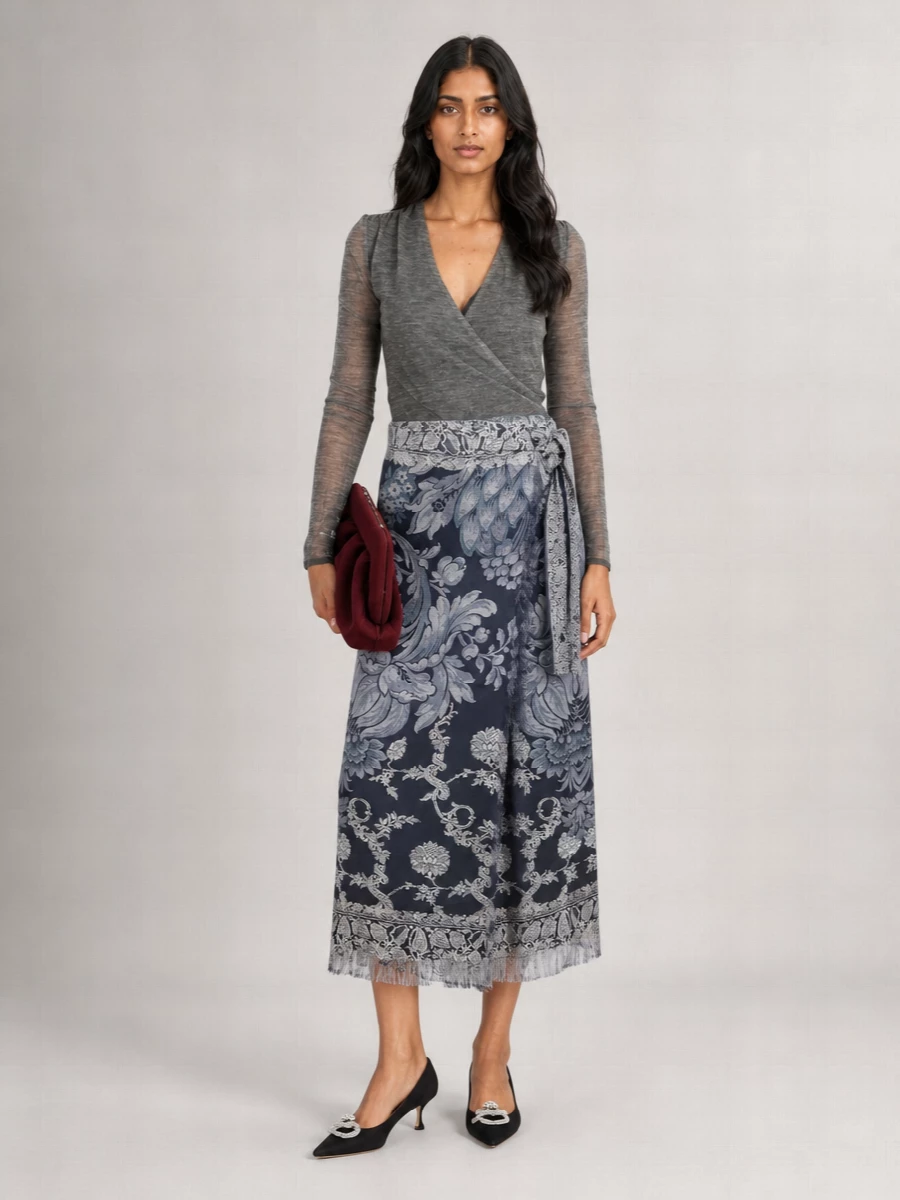 Pierre Louise Mascia Silk Wrap Skirt