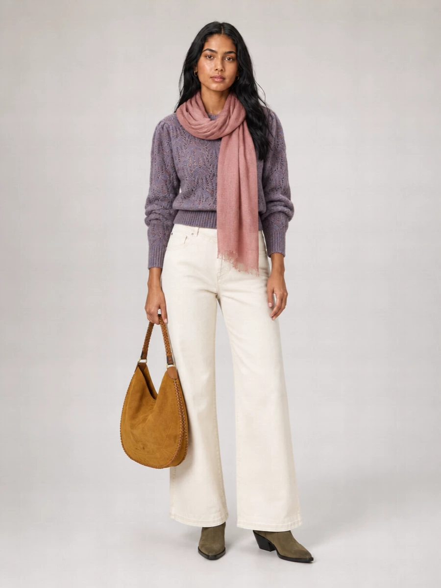 Isabel Marant Etoile Alpaca Blend Asymmetric Round Neck Long Sleeve Sweater