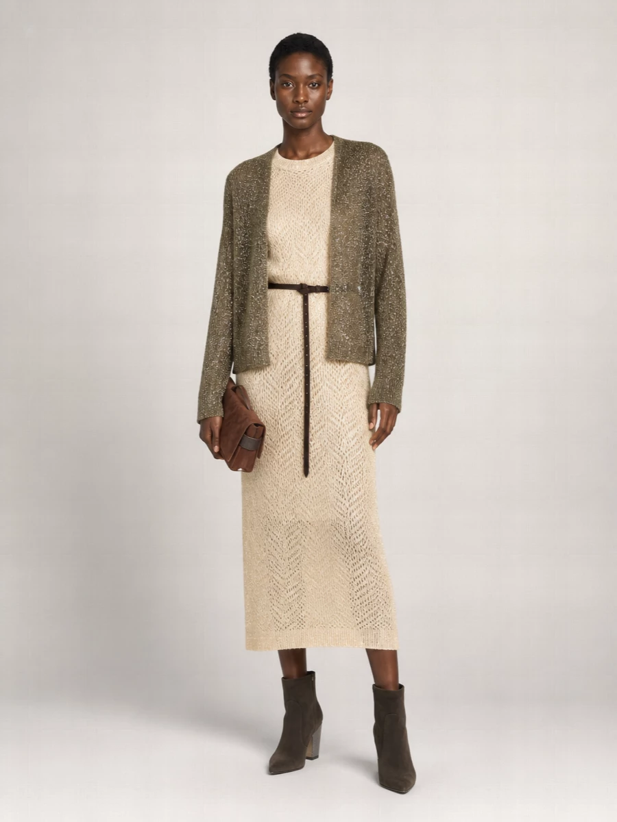 Brunello Cucinelli Mohair-Blend Ribbed High-Neck Zip-Up Cardigan