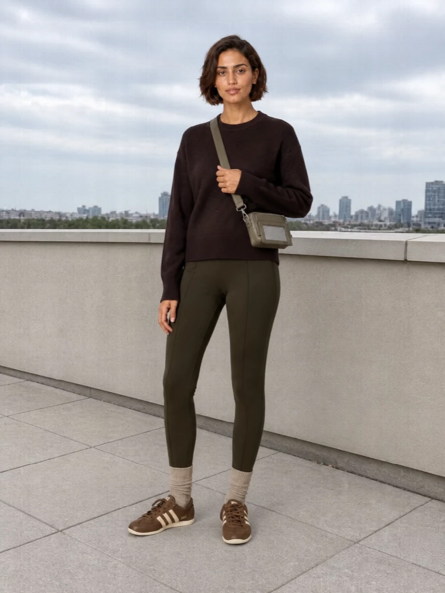 Frankie shop olive leggings brown sweater adidas