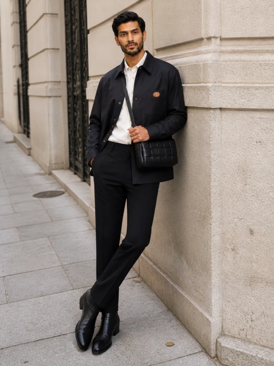 Valentino shirt jacket black tailored trousers