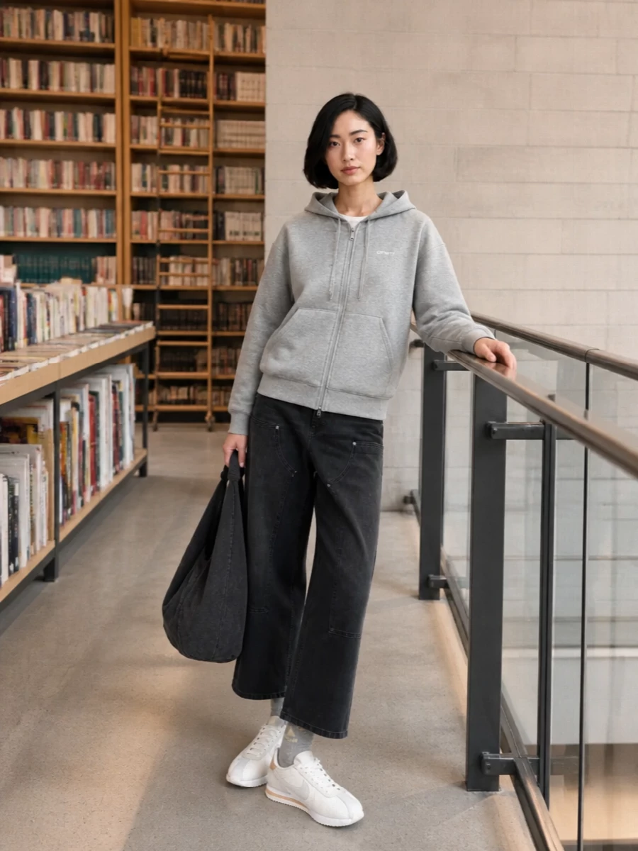 Carhartt hoodie loose black jeans nike runners