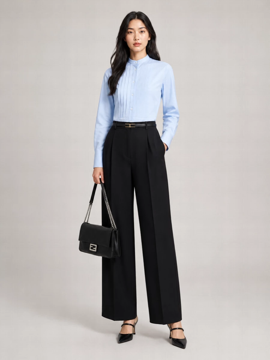 Fendi Cotton Slim-Fit Pleated Poplin Shirt