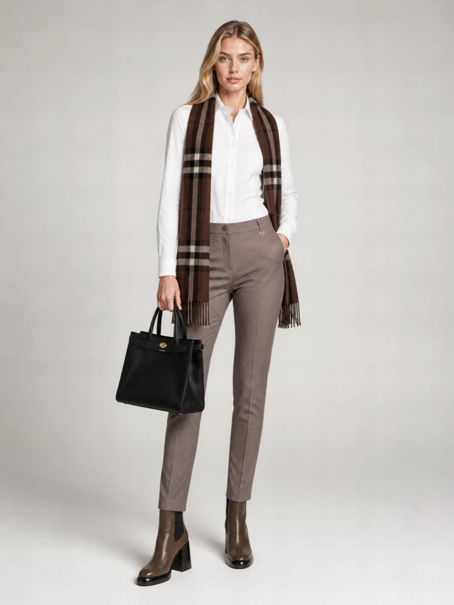 Burberry Embroidered Stretch Cotton Tapered Trousers