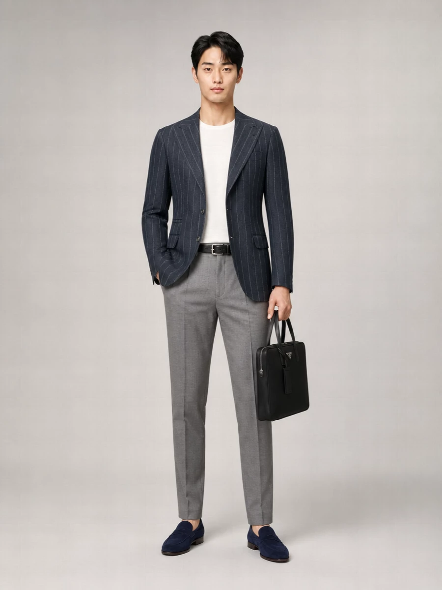Brunello Cucinelli Silk Hemp Pinstriped Single-Breasted Blazer