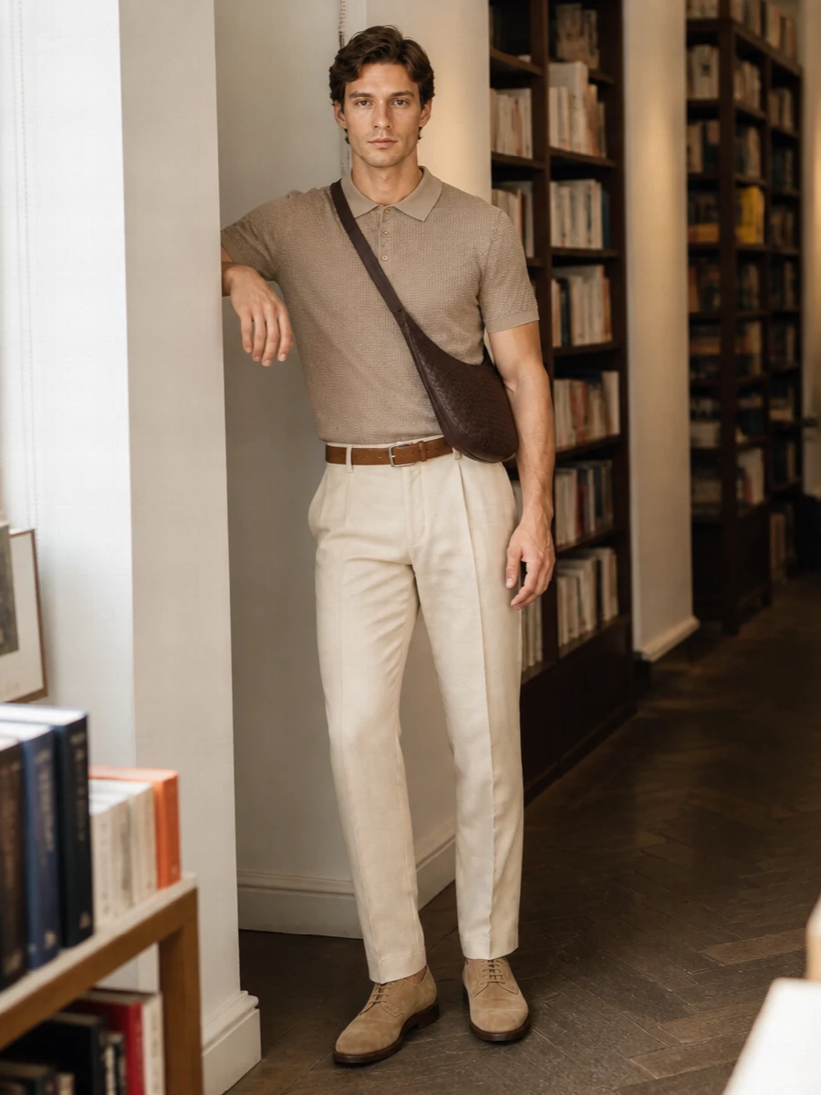 Brioni polo brunello cucinelli beige trousers